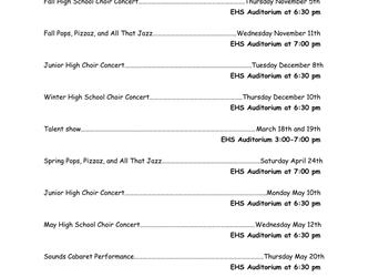 Choir Calendar 2026-2027