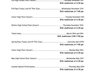 Choir Calendar 2026-2027